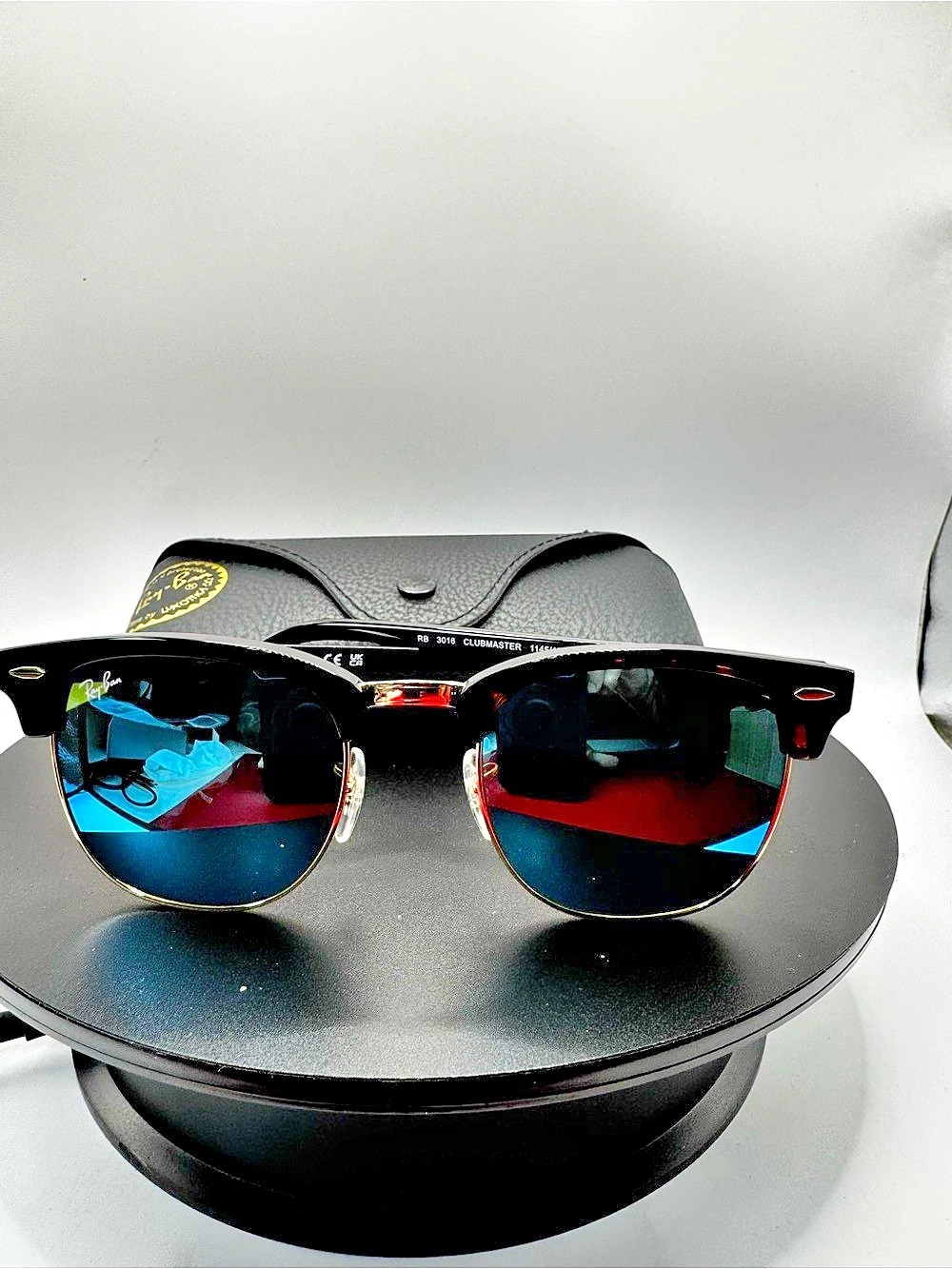 Ray-Ban Clubmaster RB3016 Clubmaster Sunglasses Black & Blue NWT